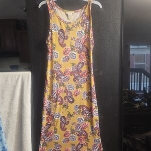 Anna Sui Asymmetrical Dress in Yellow with Floral Paisley